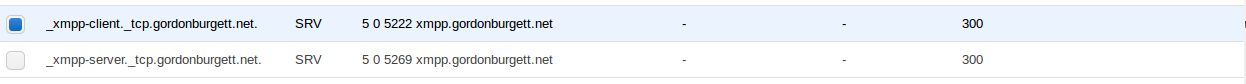 XMPP SRV records in my Route53 DNS config