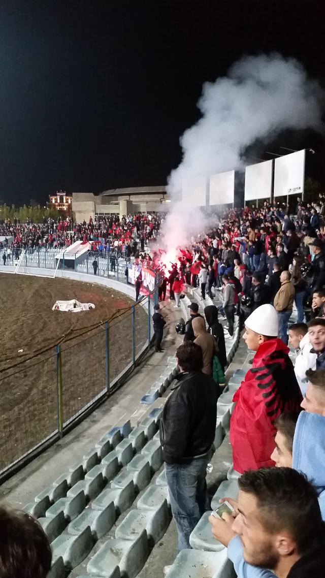 Albanian fans at a soccer match