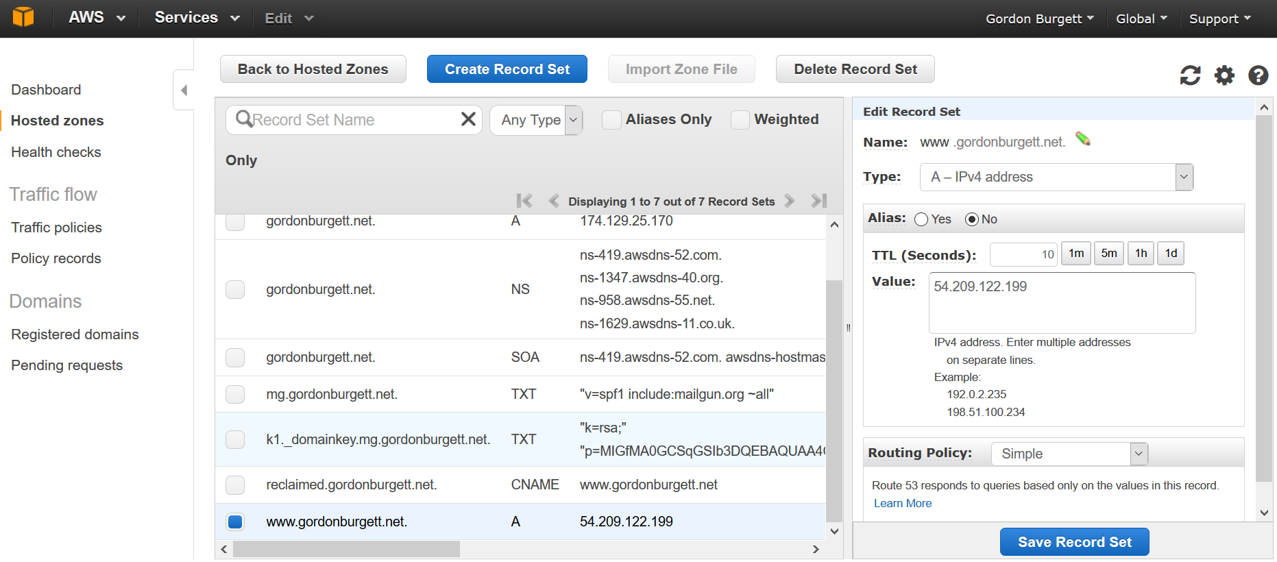 Route53 Domain records